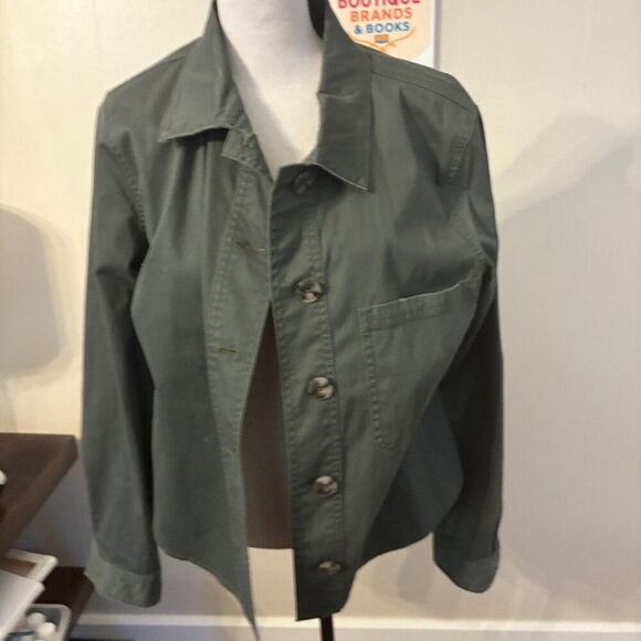 CAbi Crossroads Utility Jacket #5298 – Army Green Shacket Size M - Picture 2 of 5